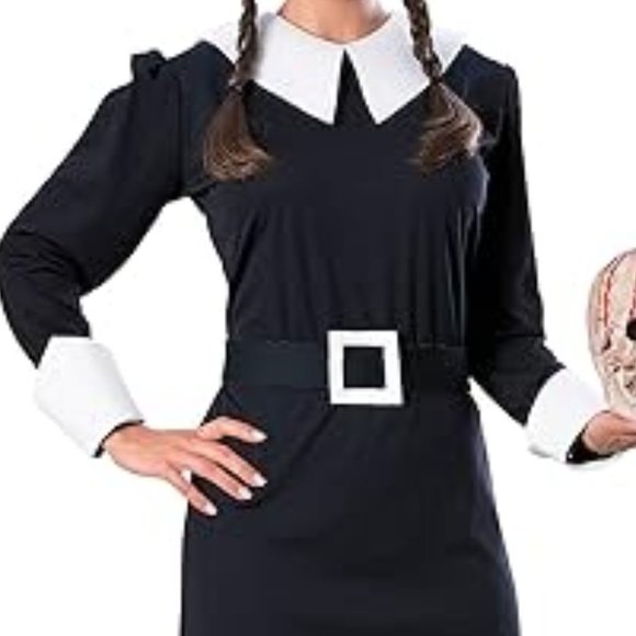 🆕 WEDENSDAY WOMENS THE ADDAMS FAMILY COSTUME SET MEDIUM 🆕SHIPS FAST😮💨⚡🚚 - Picture 3 of 11